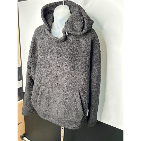 Victoria’s Secret PINK Women’s Large Black Sherpa Pullover Sweater - Picture 2 of 7